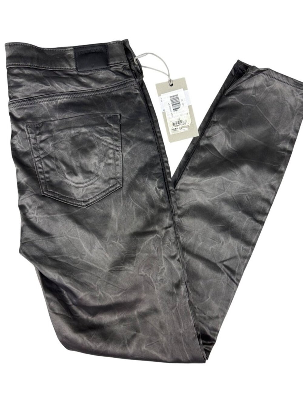 Smalls X True Religion Mid Rise Halle Coated Skinny Jeans 30 Black Vtg USA Retro - Picture 1 of 16